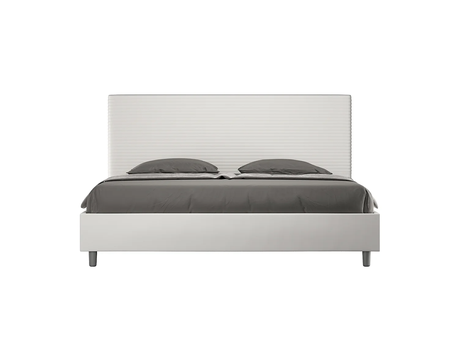 Cama de casal super king size con estrado estofada 200x210 pele sintética branco Focus