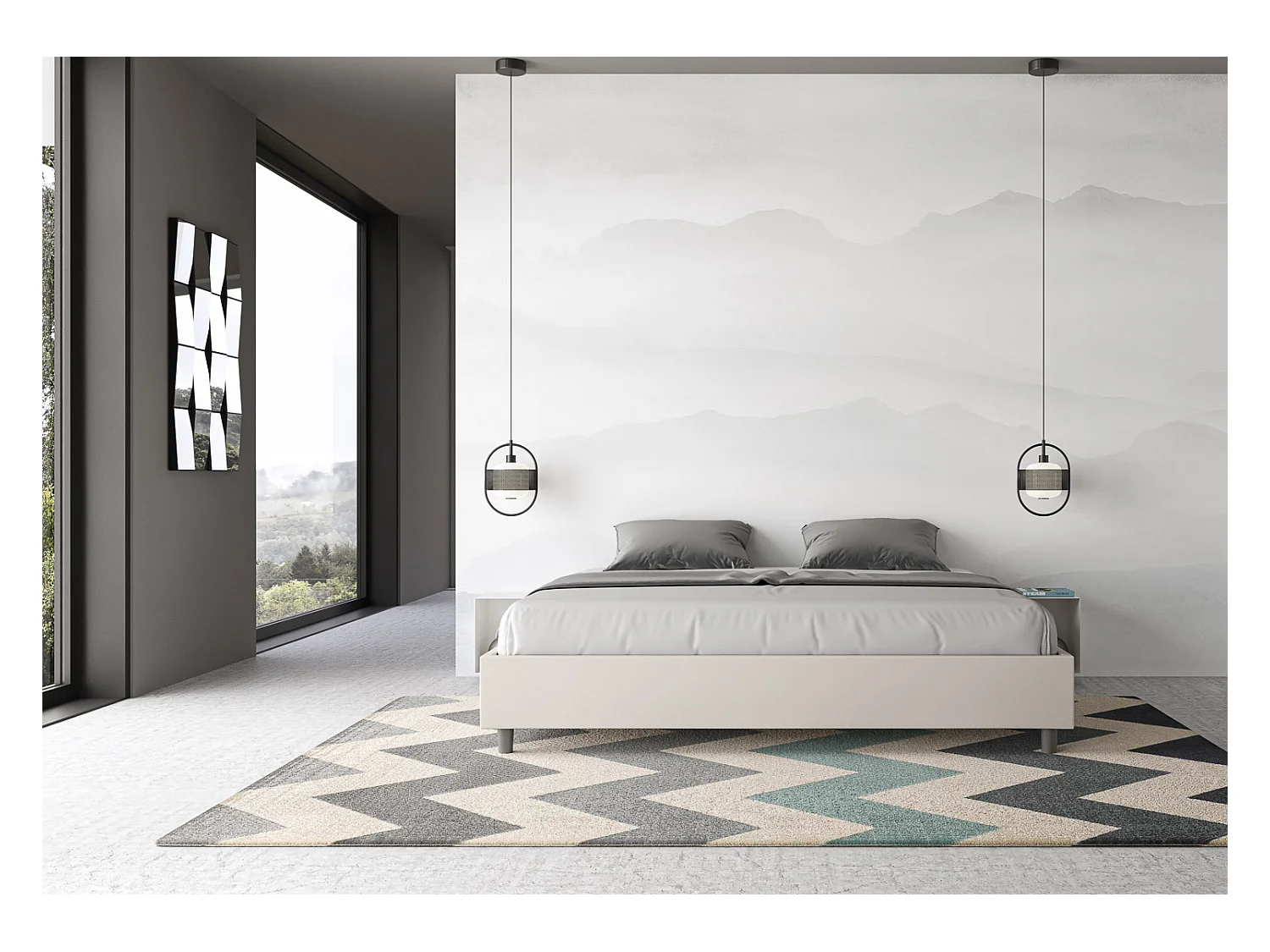 Agora kunstleer bedframe-Kleur Wit-Slapen 200x200cm-Versie met boxspring