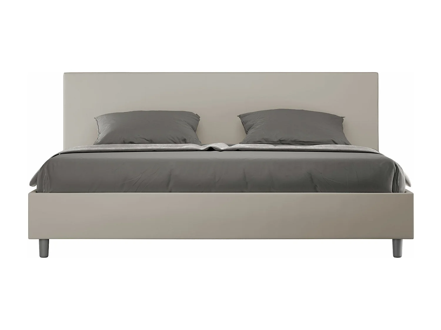 Lit avec sommier rembourrée 180x210 similicuir taupe Adele