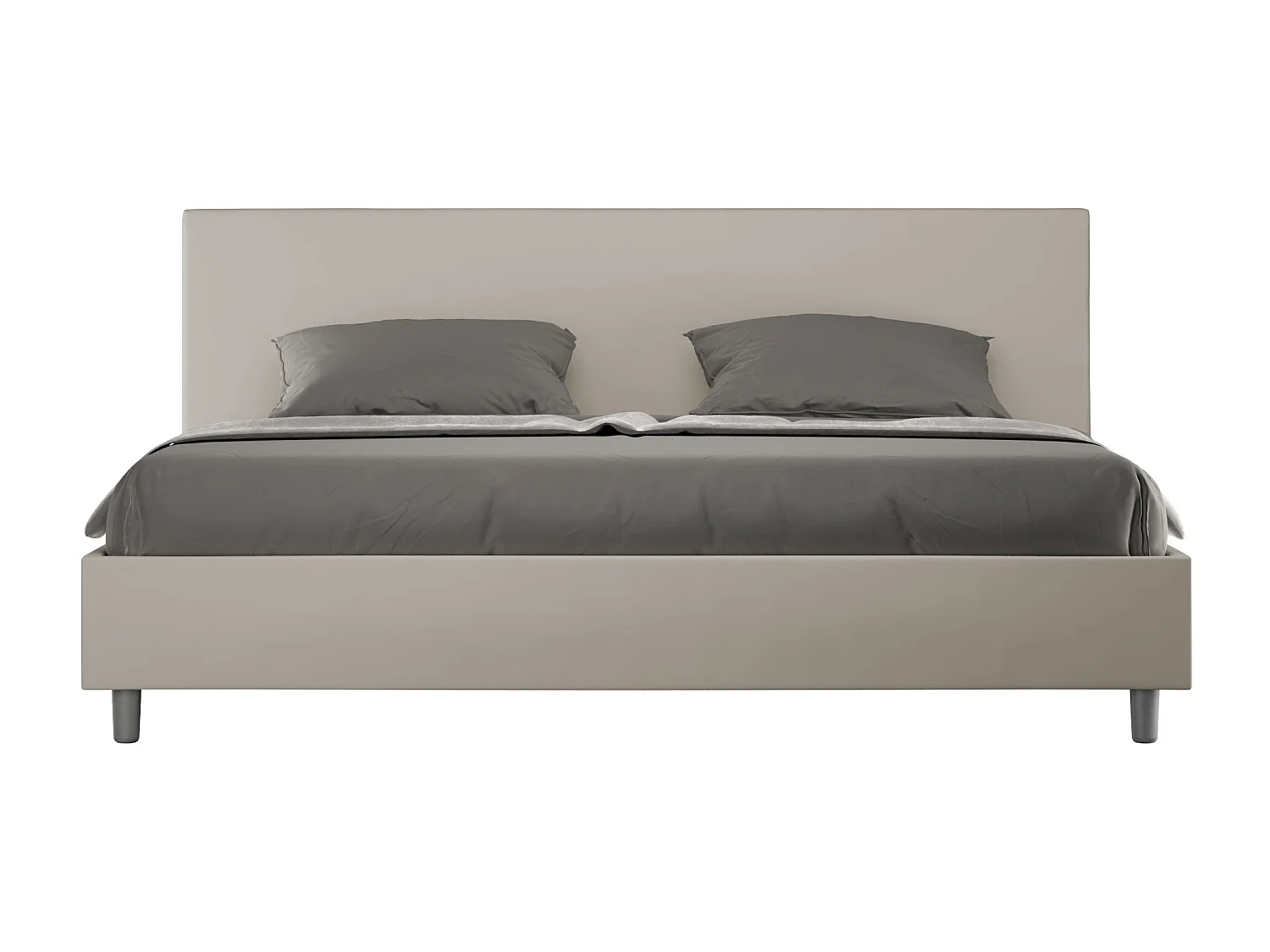 Lit avec sommier rembourré 180x210 similicuir taupe Adele