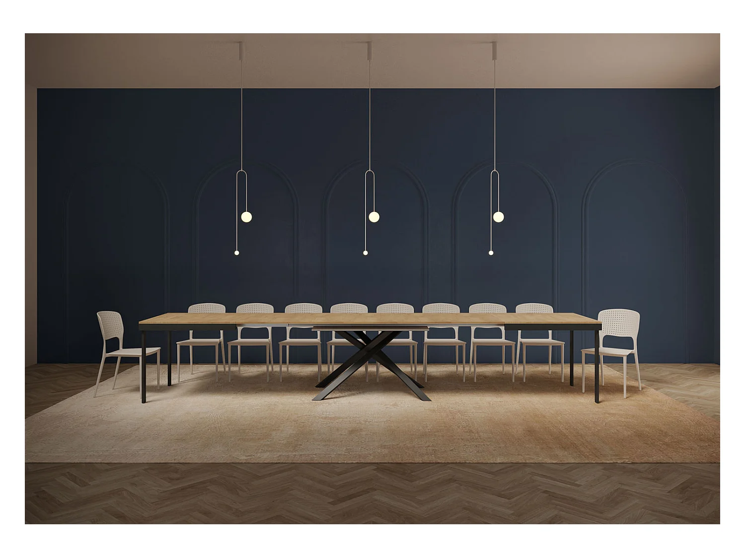 Table extensible 90x180/440 cm Karida Evolution chêne nature cadre anthracite