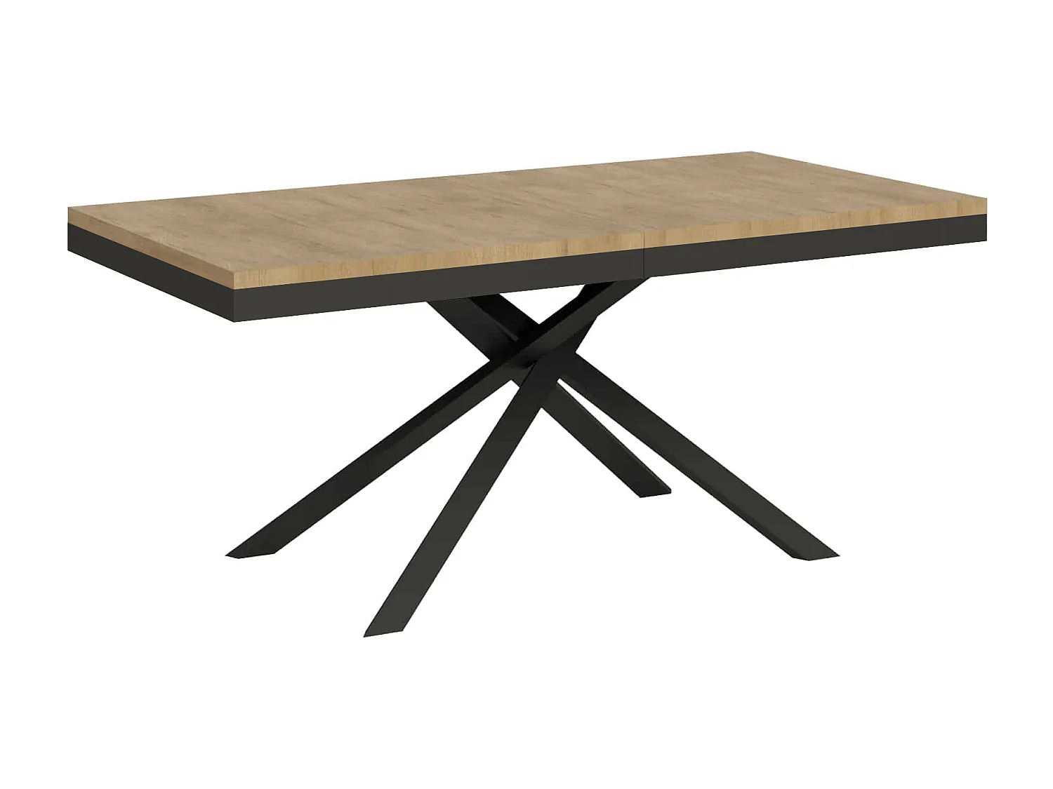 Table extensible 180/440x90 cm Karida Evolution chêne nature cadre et pieds anthracite