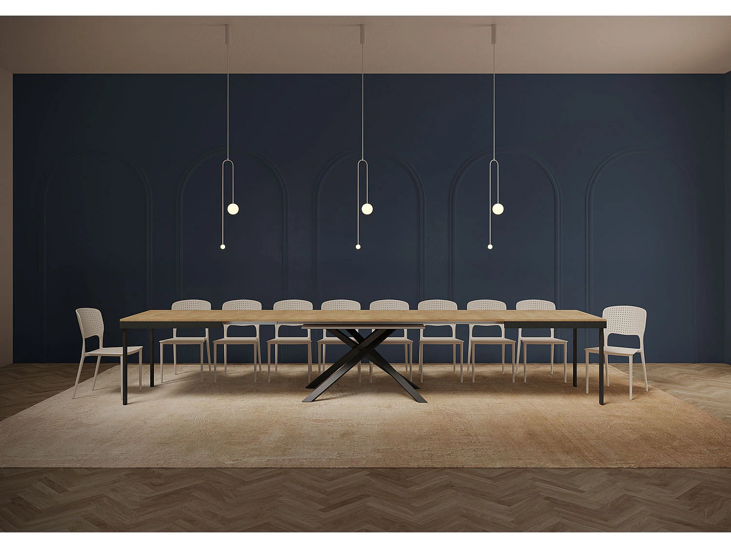 Table extensible 180/440x90 cm Karida Evolution chêne nature cadre et pieds anthracite