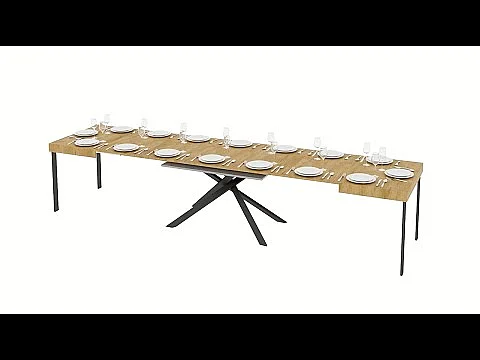 Uitschuifbare tafel 120/224x90 cm Karida cement met antraciete poten