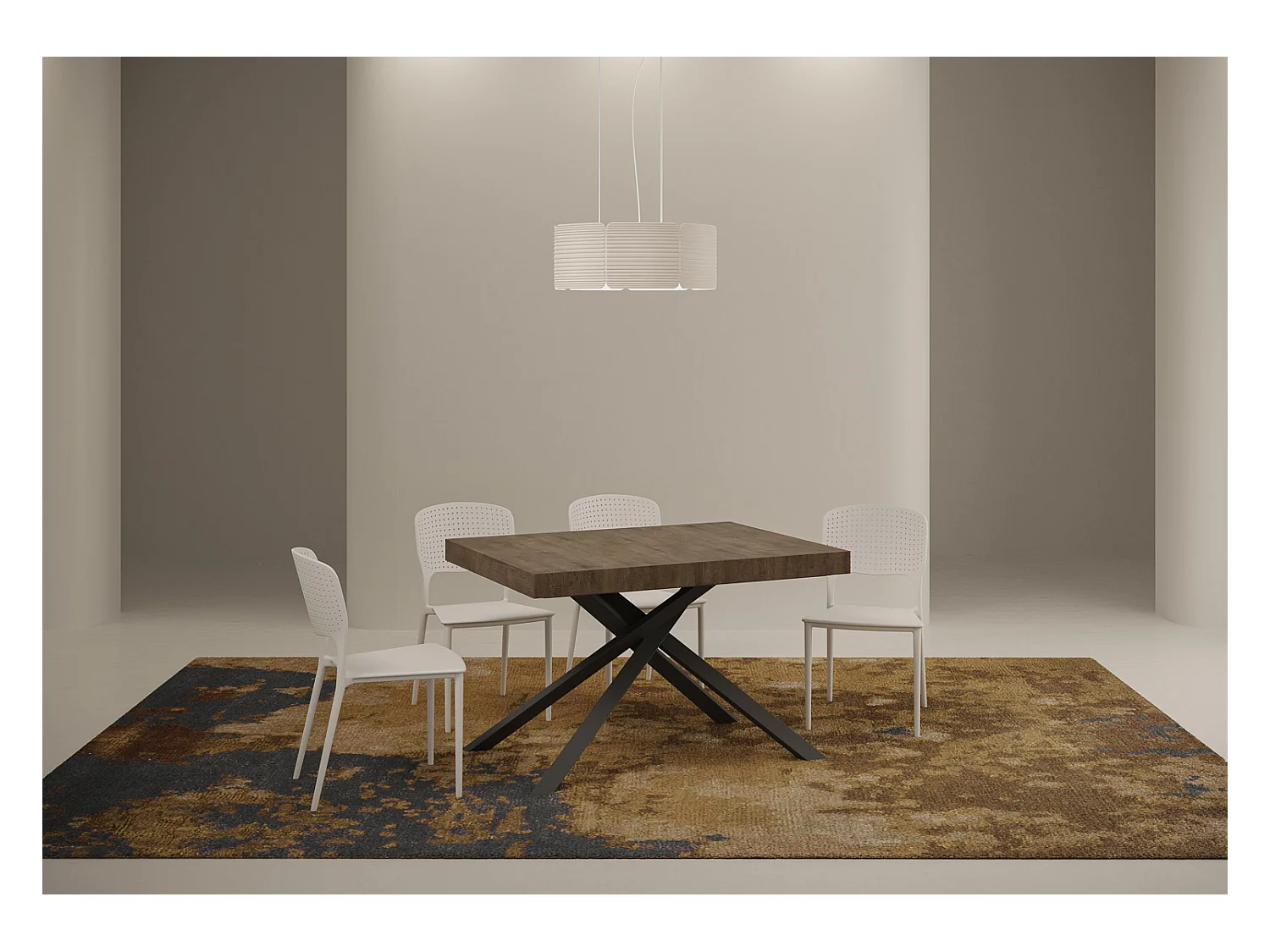 Table extensible 90x130/390 cm Karida noyer pieds anthracite