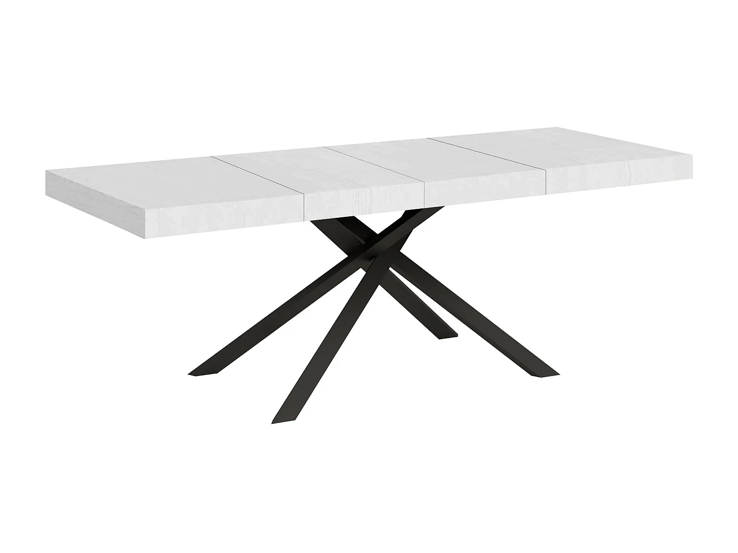 Ausziehtisch 90x180/284 cm Karida Premium Esche weiß mit Eisenrahmen aus Anthrazit