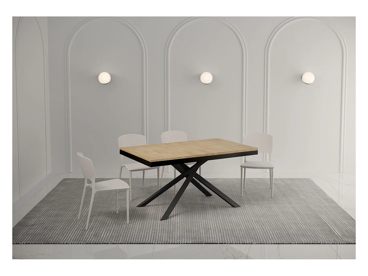 Table extensible 90x160/420 cm Karida Evolution chêne nature cadre anthracite