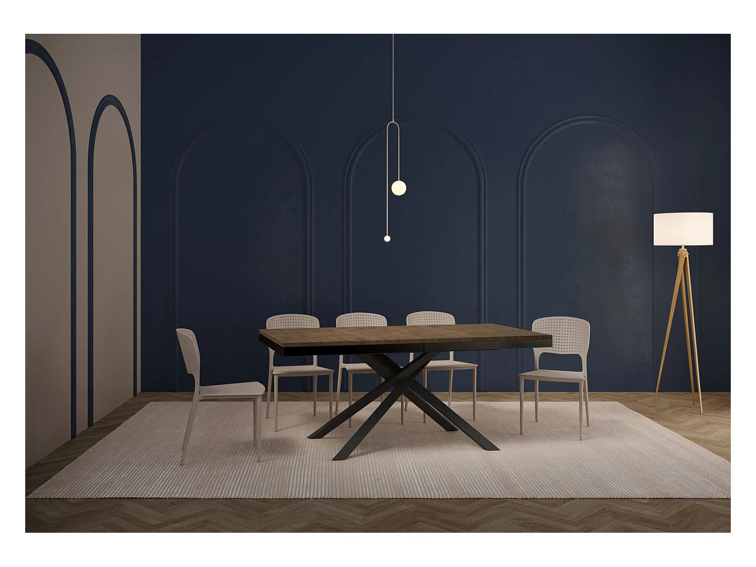Table extensible 90x180/440 cm Karida Evolution noyer cadre anthracite