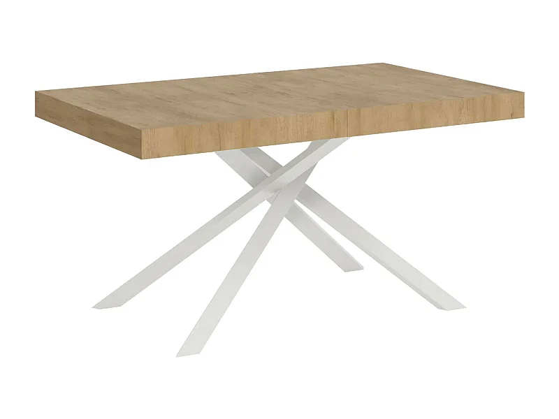 Mesa de jantar extensível 90x140/244 cm Karida carvalho natural pernas branco