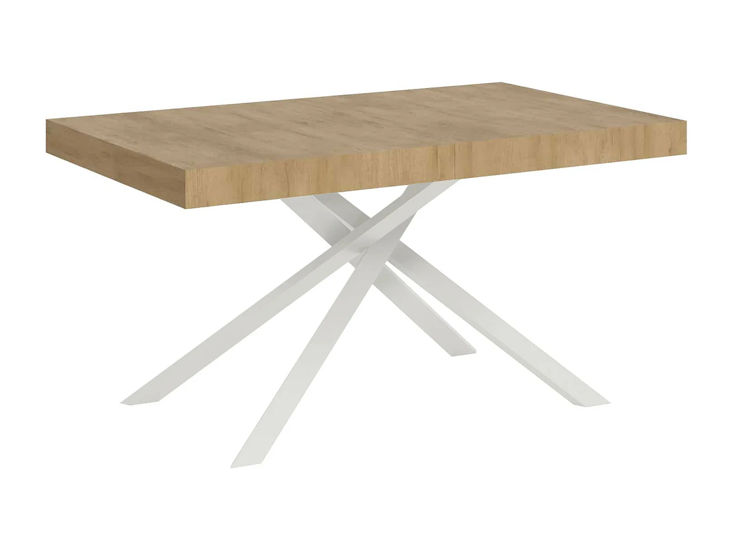 Table extensible 90x140/244 cm Karida chêne nature pieds blanc