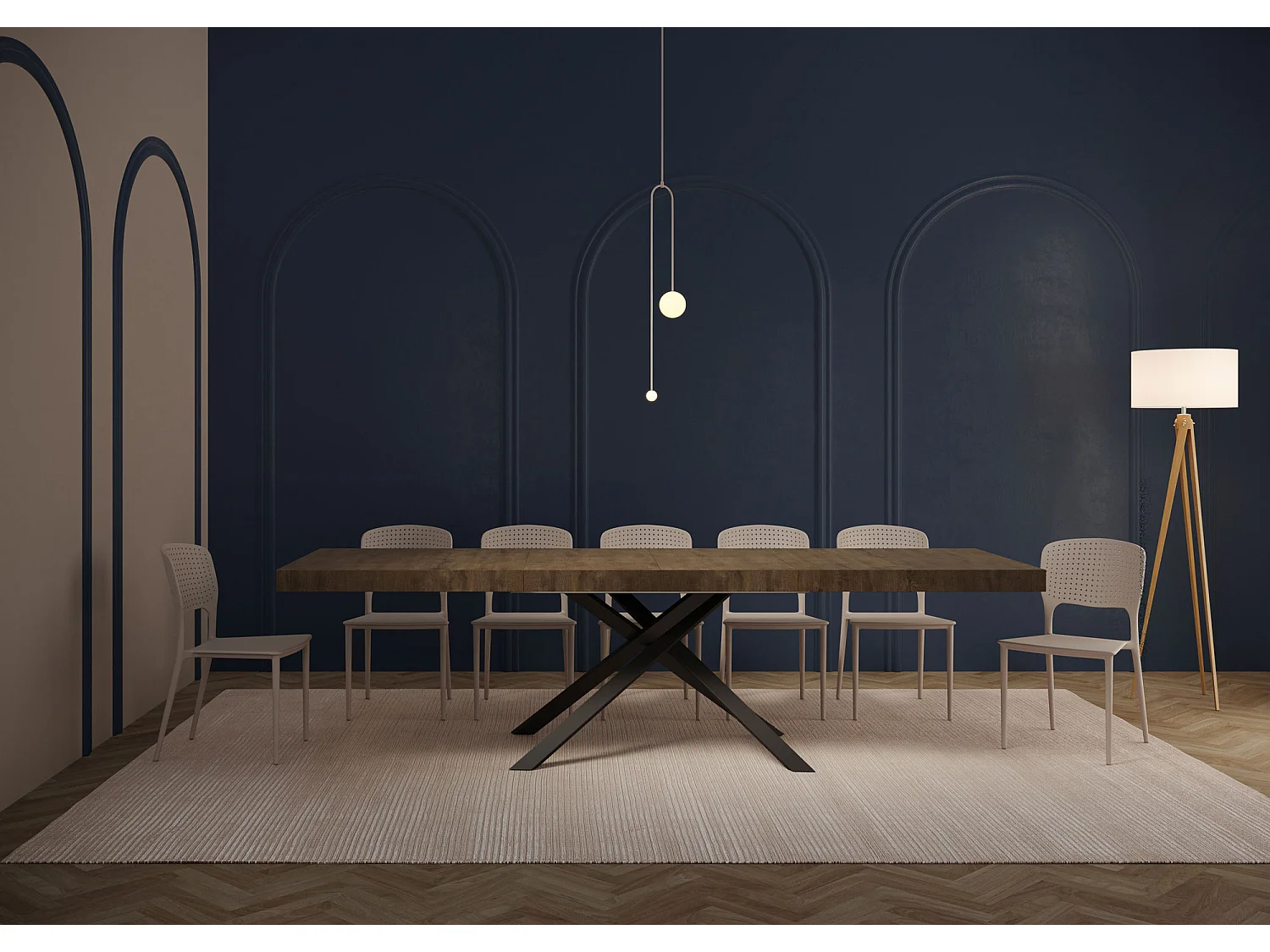 Table extensible 180/284x90 cm Karida Premium noyer pieds anthracite