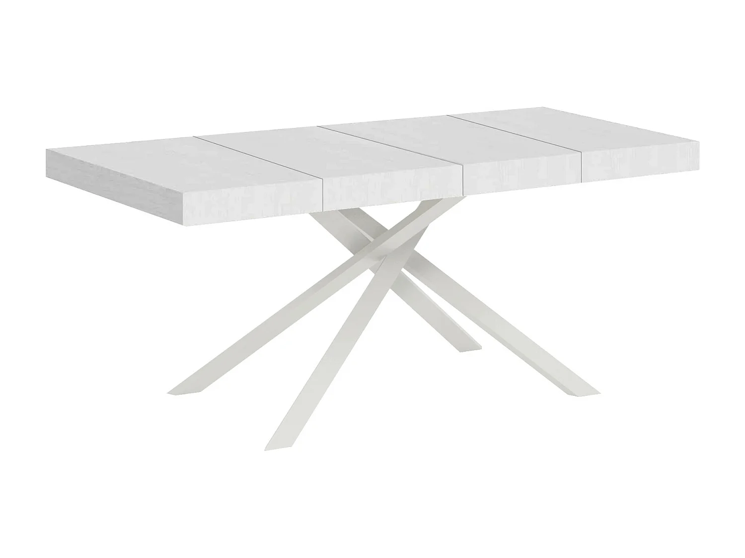 Table extensible 160/264x90 cm Karida Premium frêne blanc pieds blancs