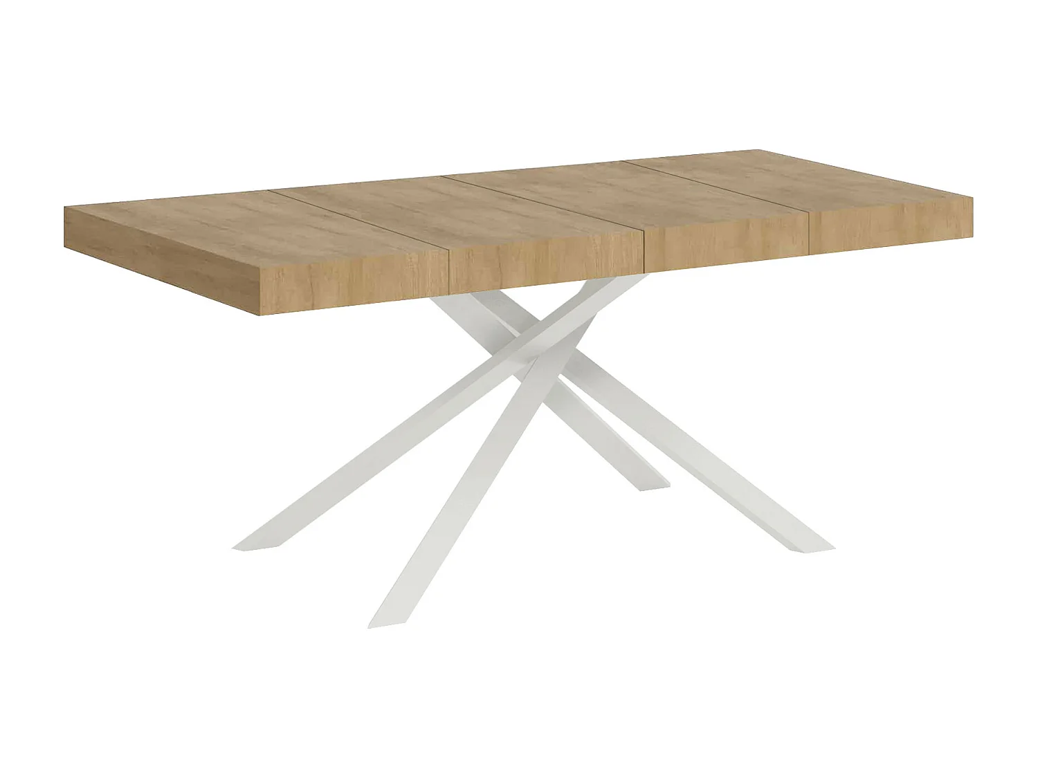 Uitschuifbare tafel 120/224x90 cm Karida Premium natuur eiken met wit poten