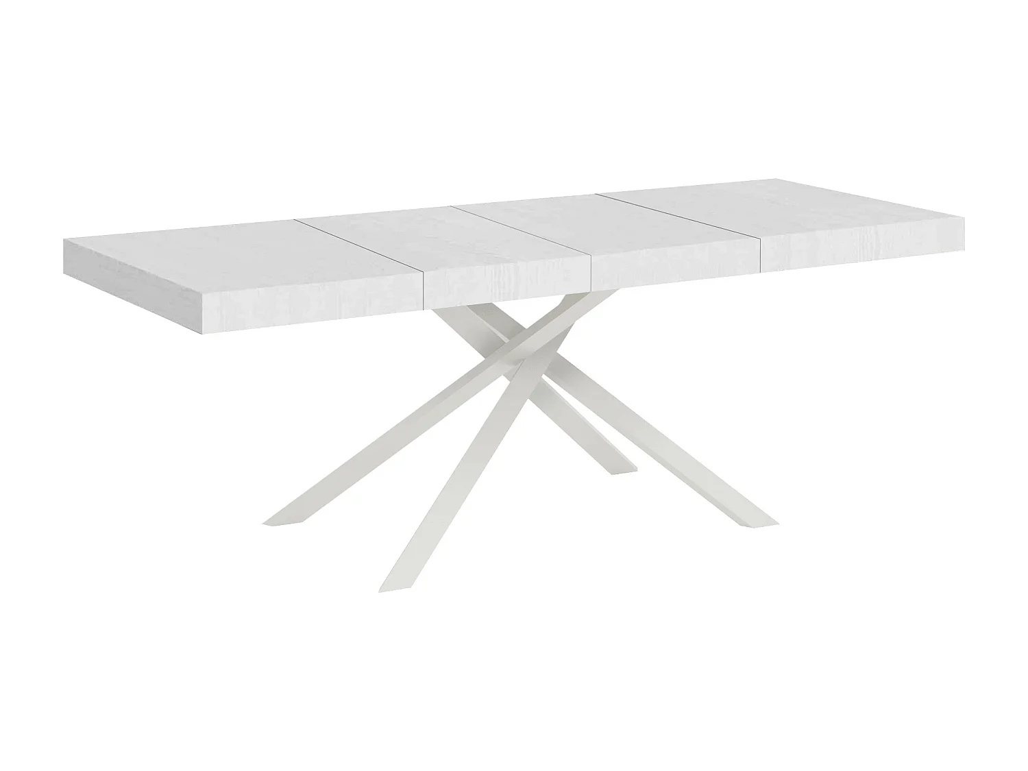 Table extensible 180/284x90 cm Karida Premium frêne blanc pieds blancs