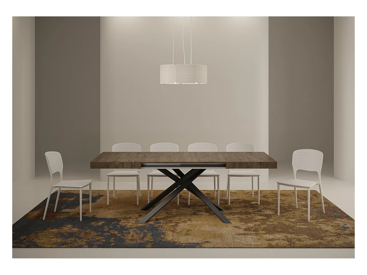 Uitschuifbare tafel 90x120/224 cm Karida walnoot frame antraciet