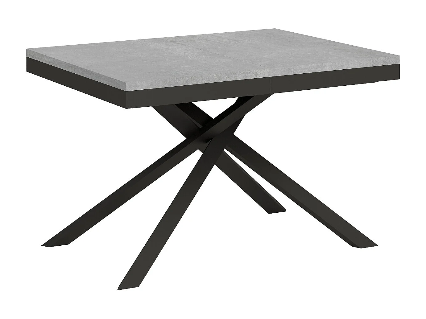 Table extensible 120/224x90 cm Karida Evolution gris béton cadre et pieds anthracite