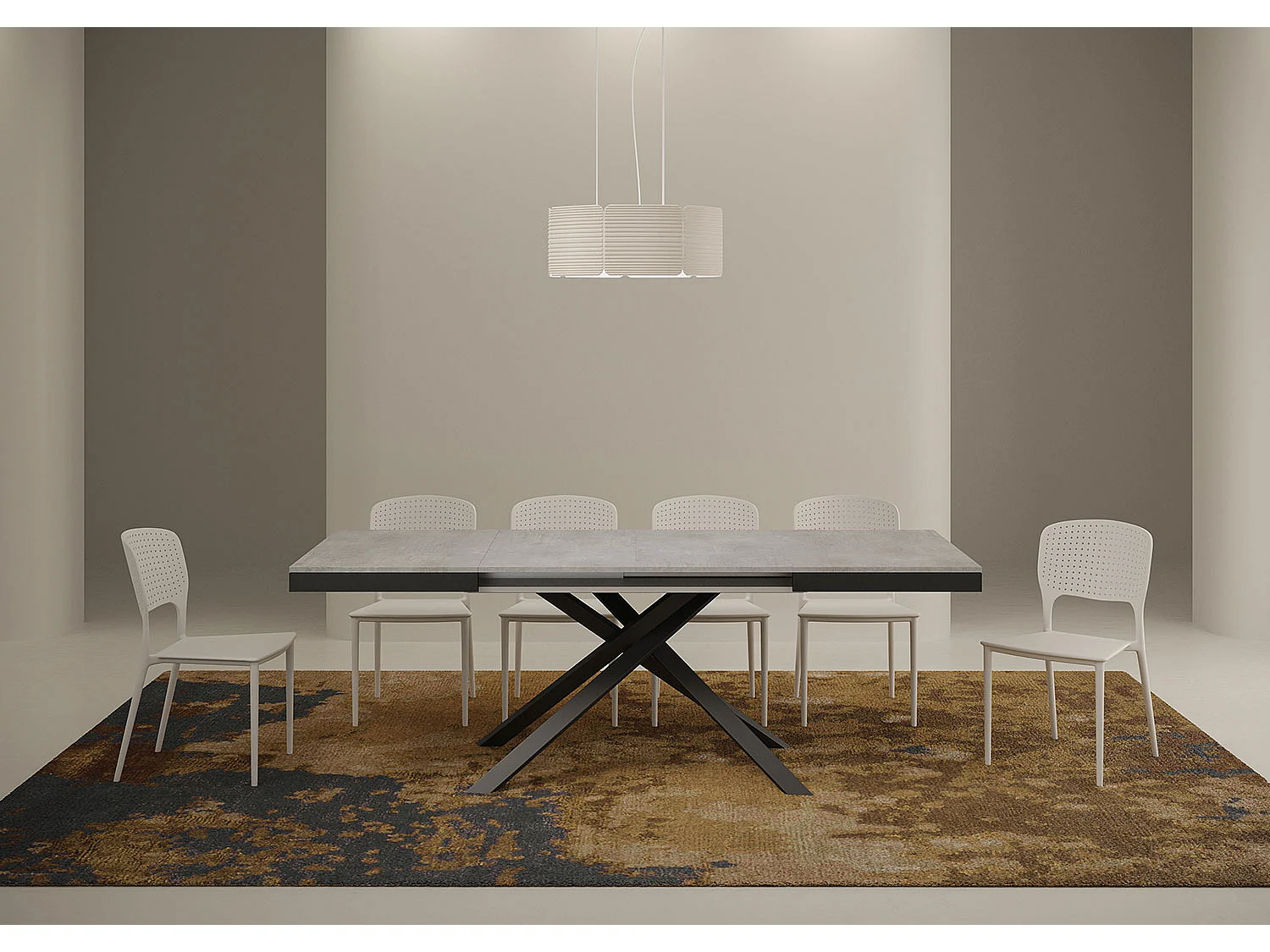Table extensible 120/224x90 cm Karida Evolution gris béton cadre et pieds anthracite
