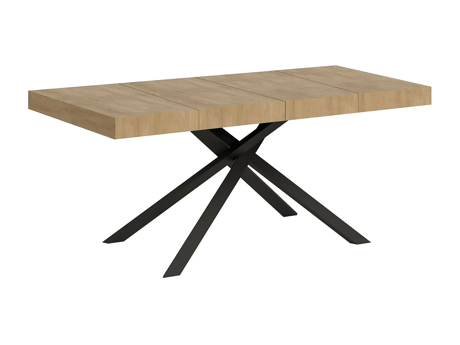 Table extensible 160/264x90 cm Karida Premium chêne nature pieds anthracite