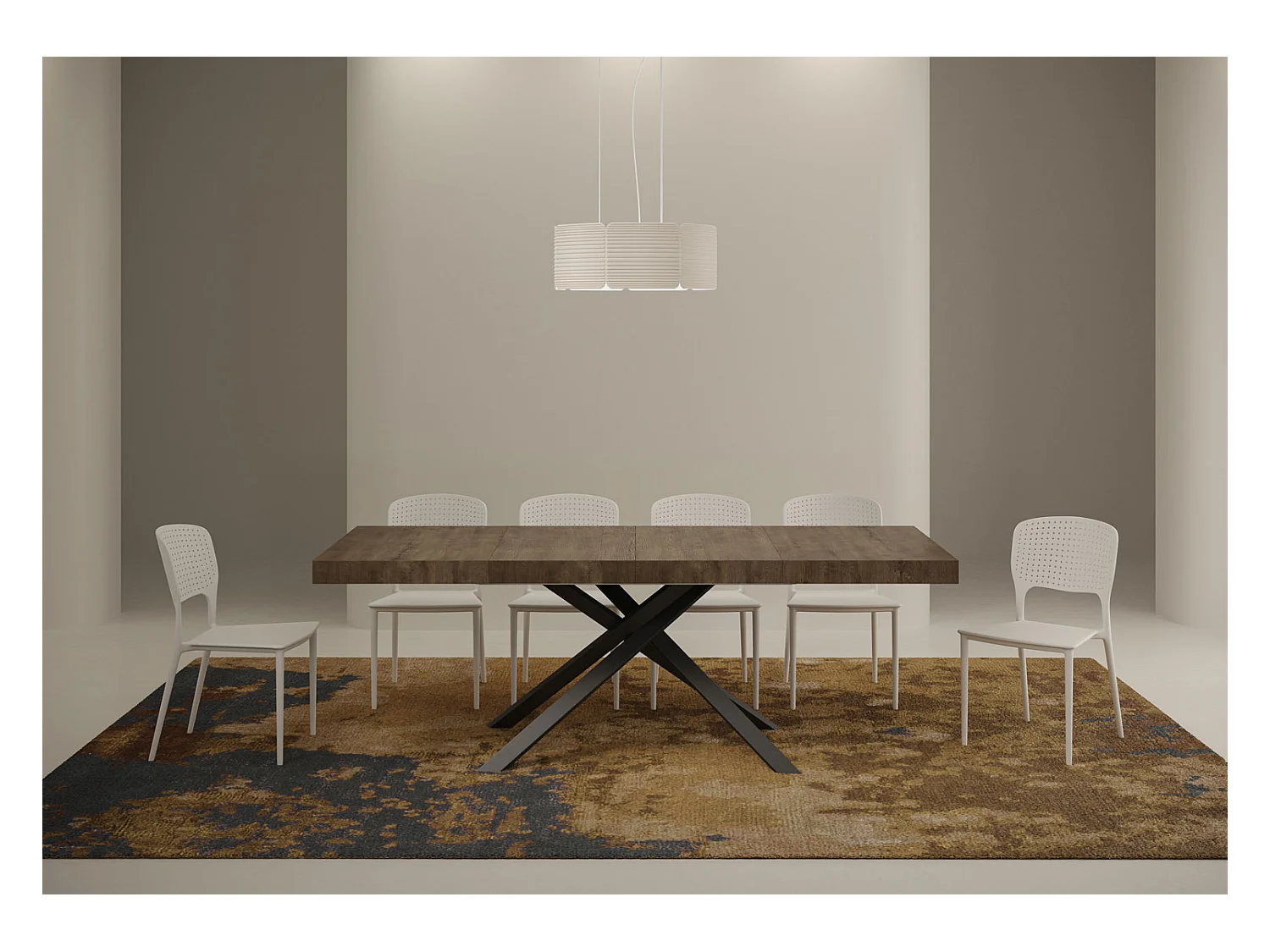 Uitschuifbare tafel 90x120/224 cm Karida Premium walnoot frame antraciet