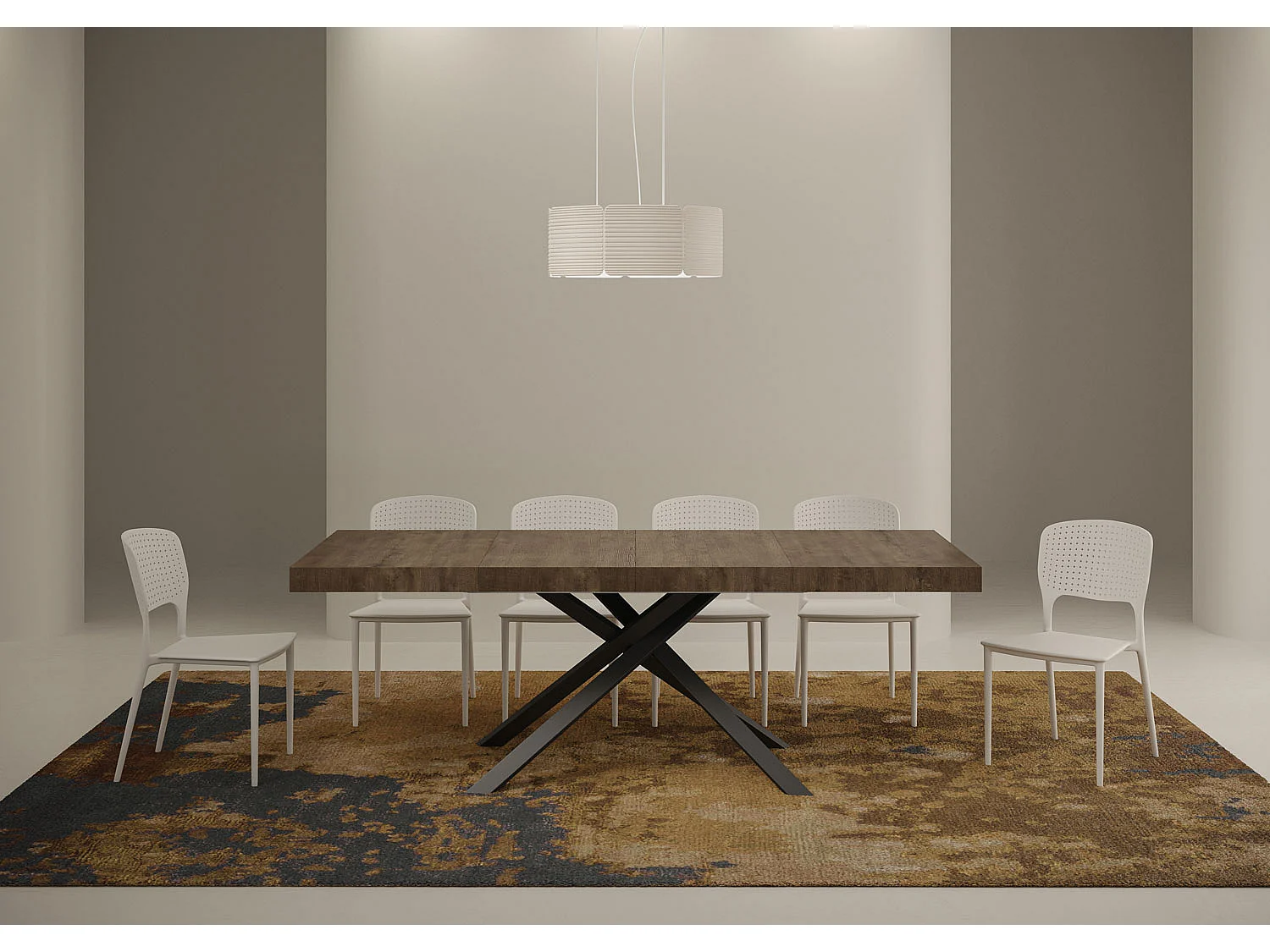 Uitschuifbare tafel 120/224x90 cm Karida Premium walnoot met antraciete poten