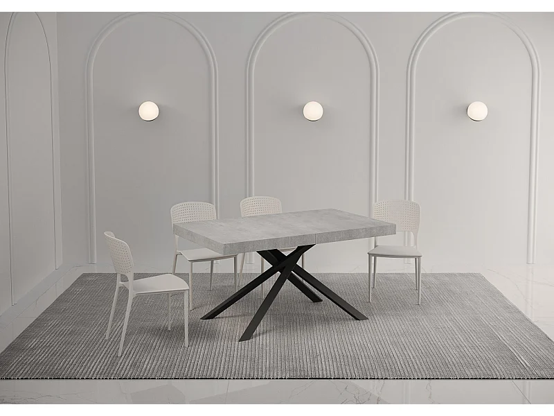 Ausziehtisch 140/244x90 cm Karida Premium Zement Tischbeine Anthrazit