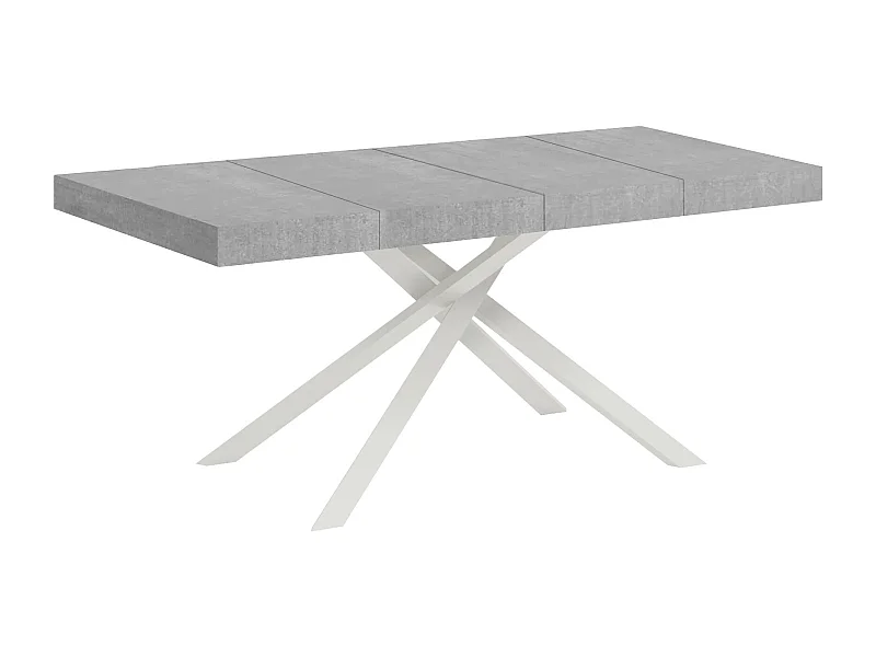 Mesa de jantar extensível 90x140/244 cm Karida Premium cimento pernas branco