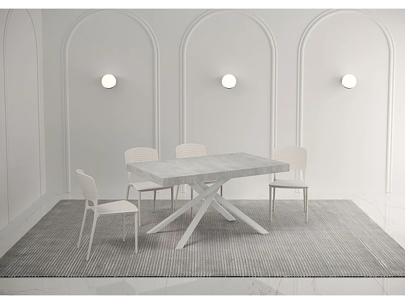 Stół rozkładany 140/244x90 cm Karida Premium cementu nogi białe