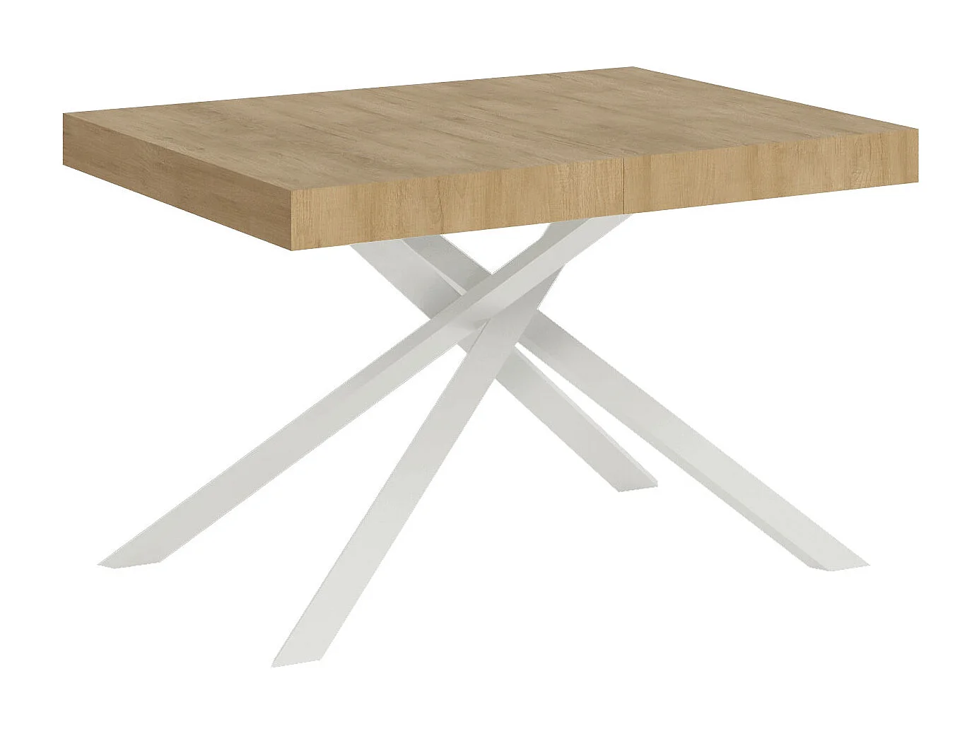 Table extensible 130/390x90 cm Karida chêne nature pieds blancs