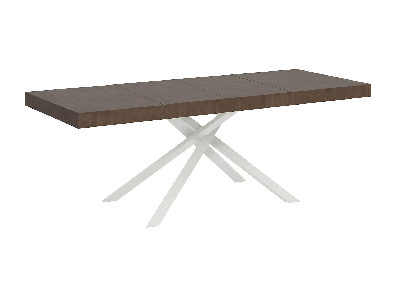 Table extensible 180/284x90 cm Karida Premium noyer pieds blancs