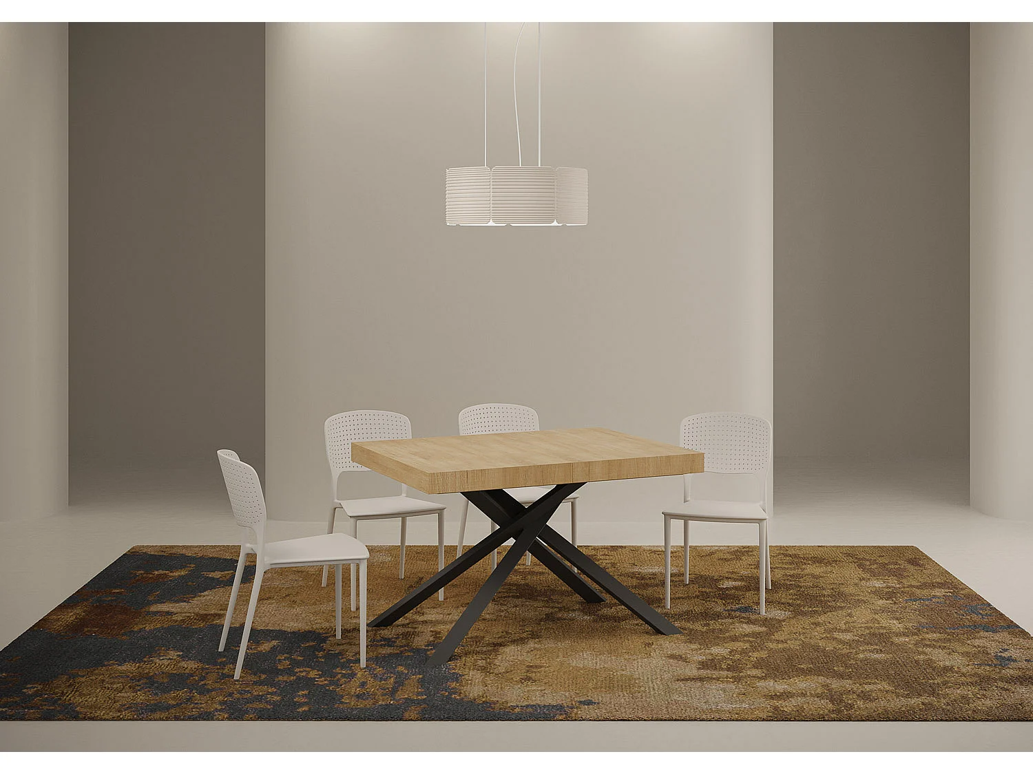 Table extensible 120/224x90 cm Karida chêne nature pieds anthracite