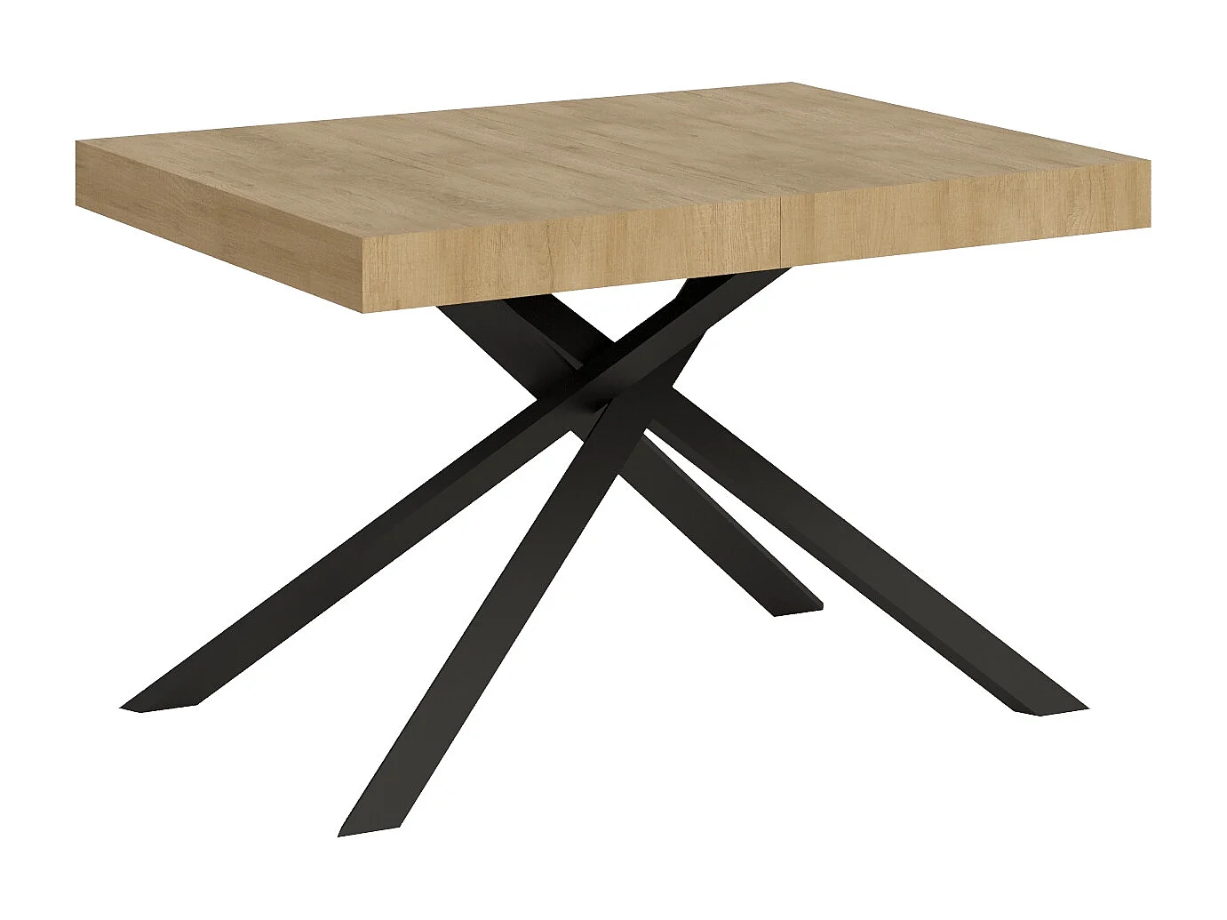 Table extensible 120/204x80 cm Karida chêne nature pieds anthracite