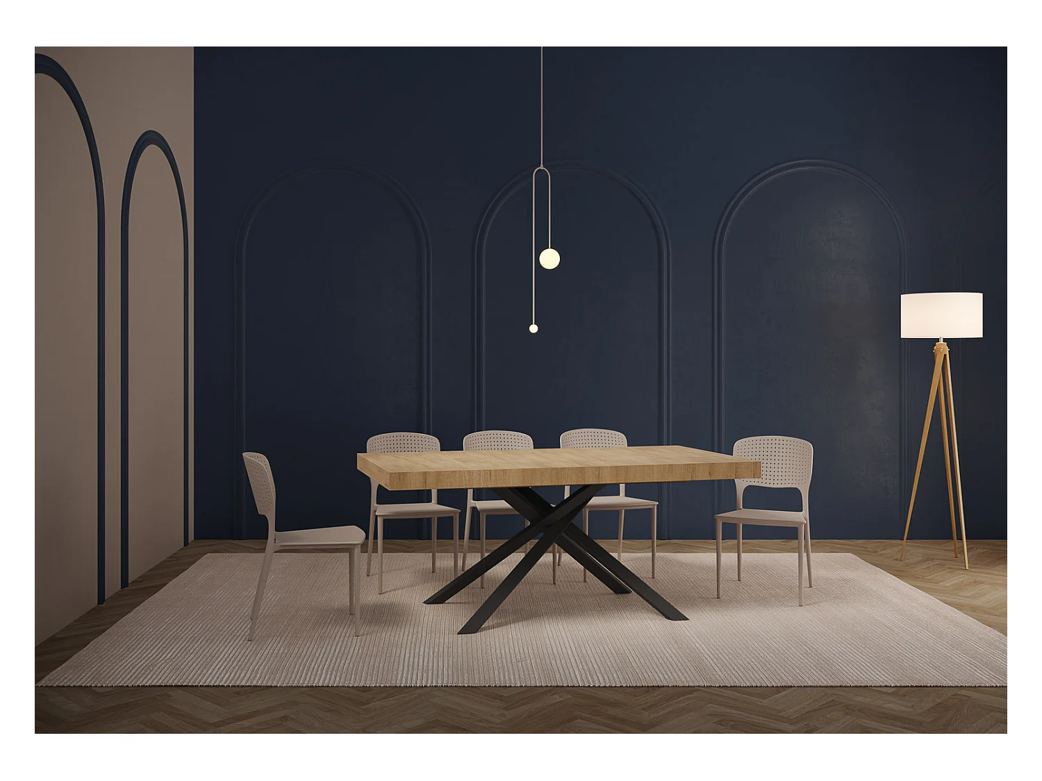 Table extensible 90x180/284 cm Karida chêne nature pieds anthracite