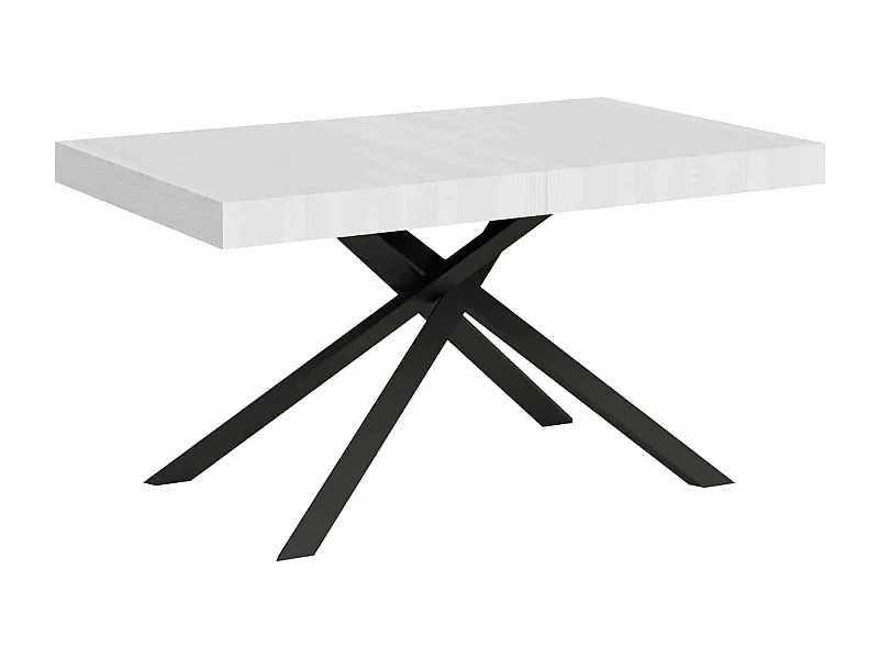 Mesa extensible 90x140/400 cm Karida fresno blanco patas antracita