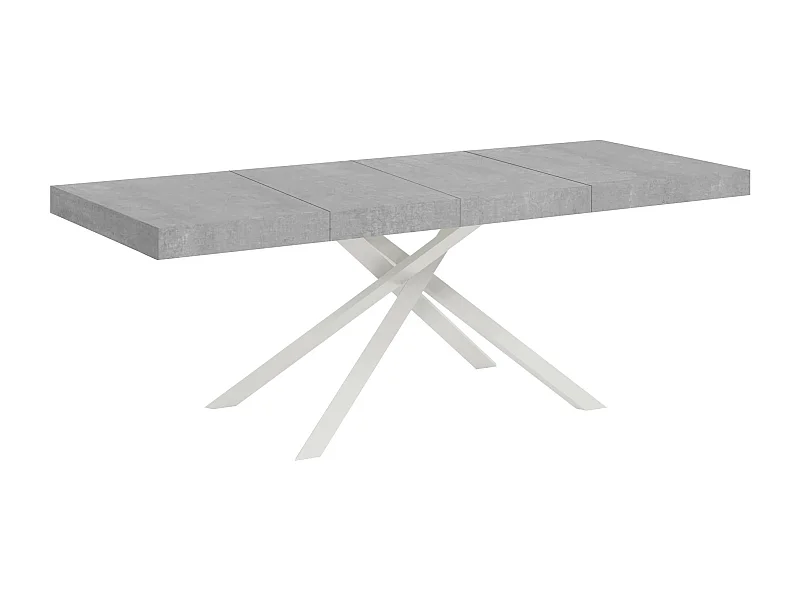 Mesa extensible 90x180/284 cm Karida Premium cemento patas blanca