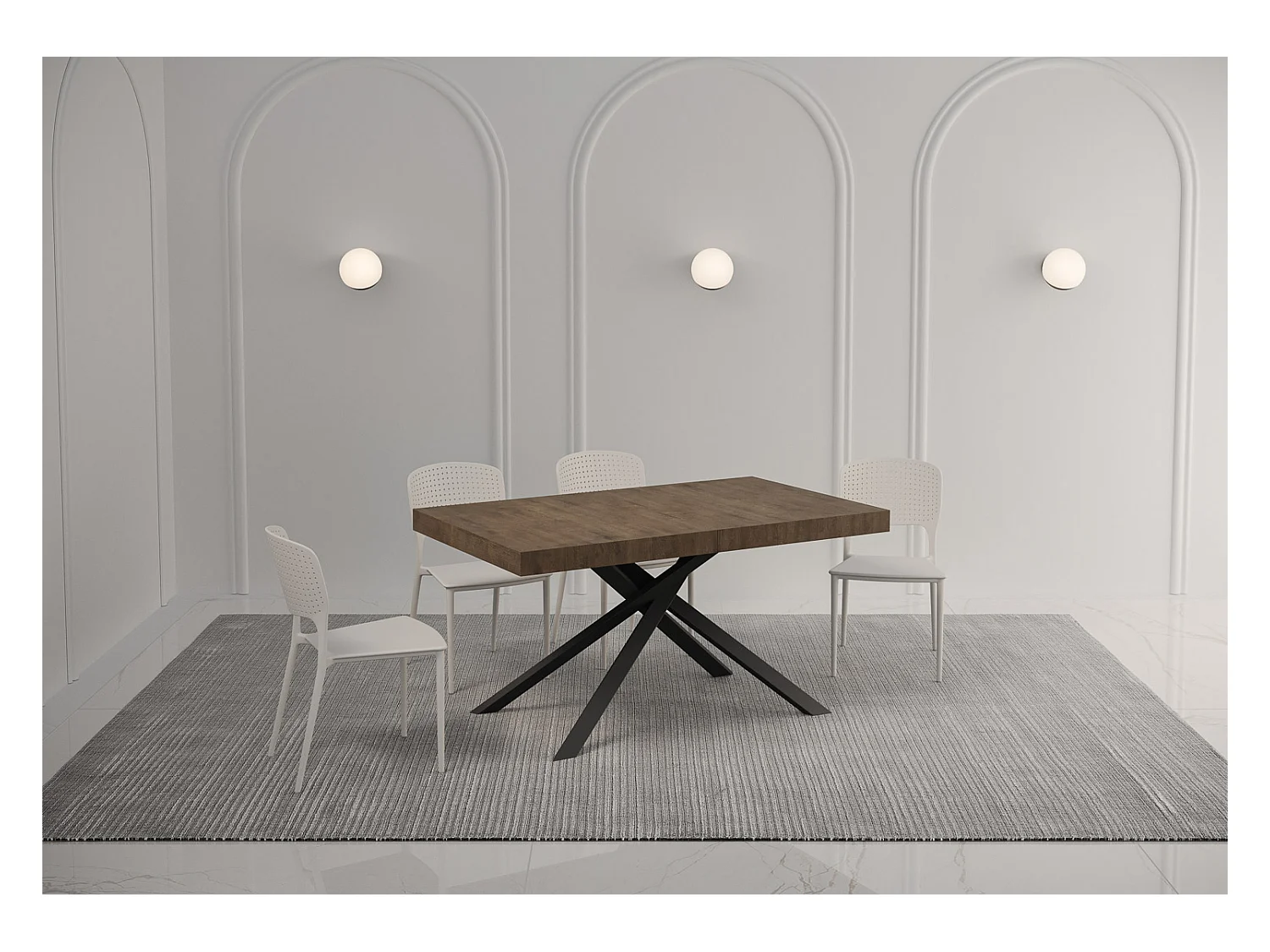 Table extensible 90x140/400 cm Karida noyer pieds anthracite