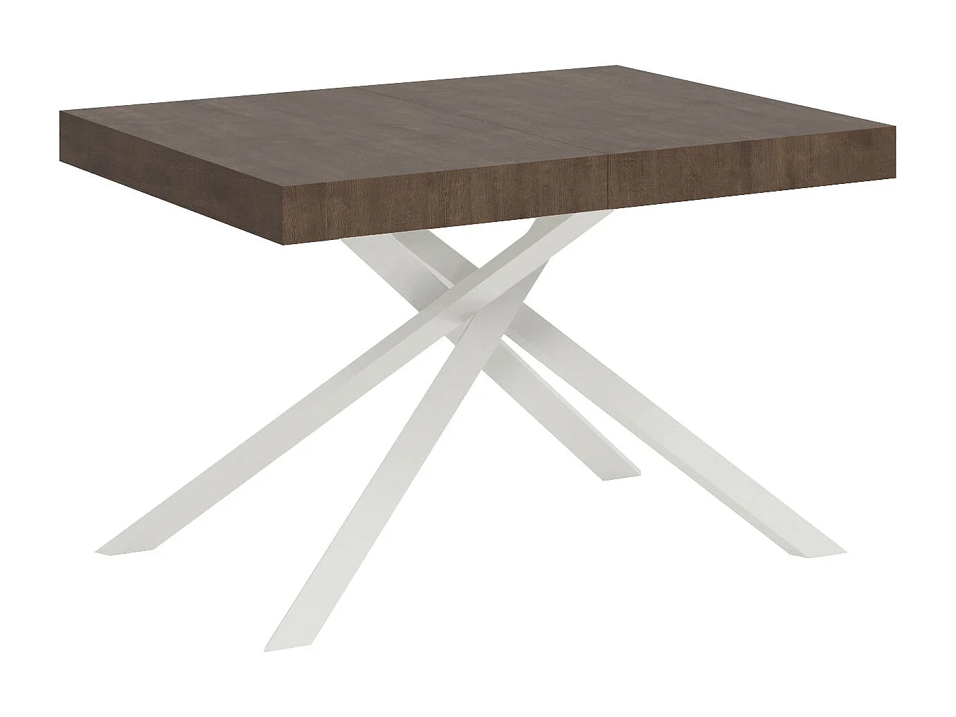 Tavolo allungabile 120/204x80 cm Karida noce gambe bianche