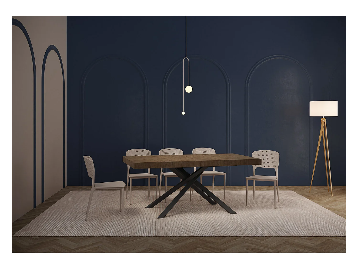 Table extensible 90x180/440 cm Karida noyer pieds anthracite