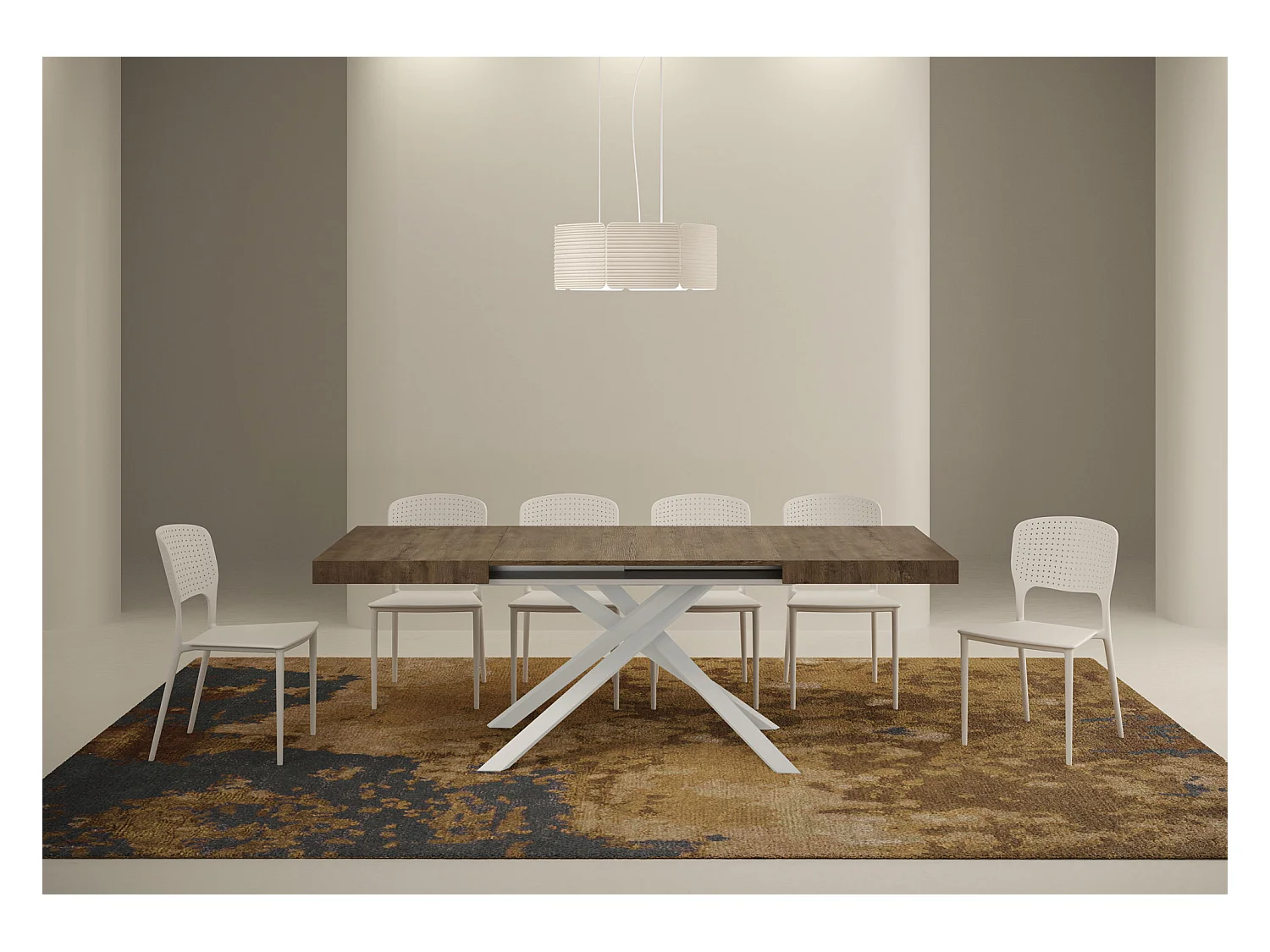 Uitschuifbare tafel 90x120/224 cm Karida walnoot frame wit