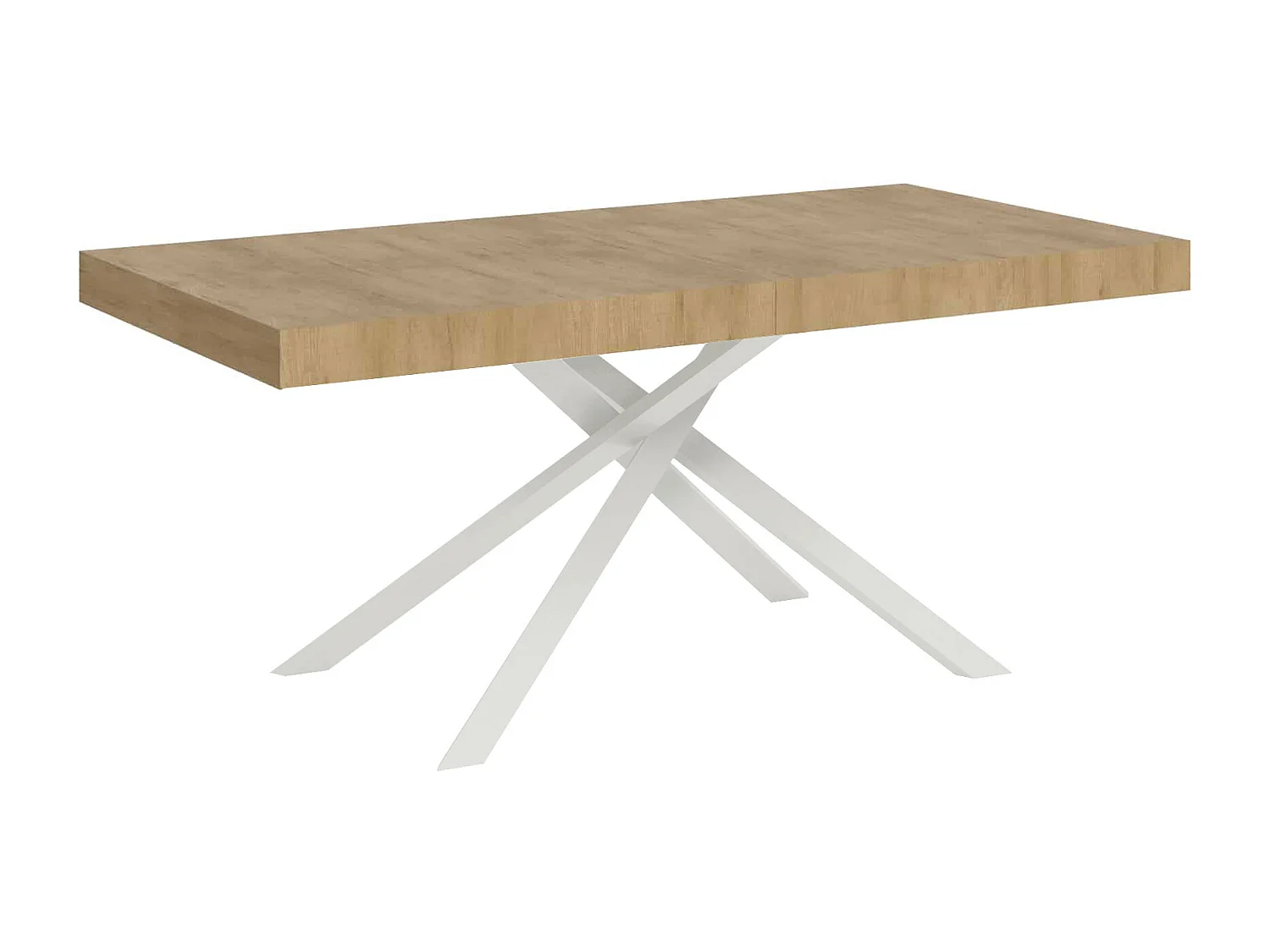 Table extensible 160/264x90 cm Karida chêne nature pieds blancs