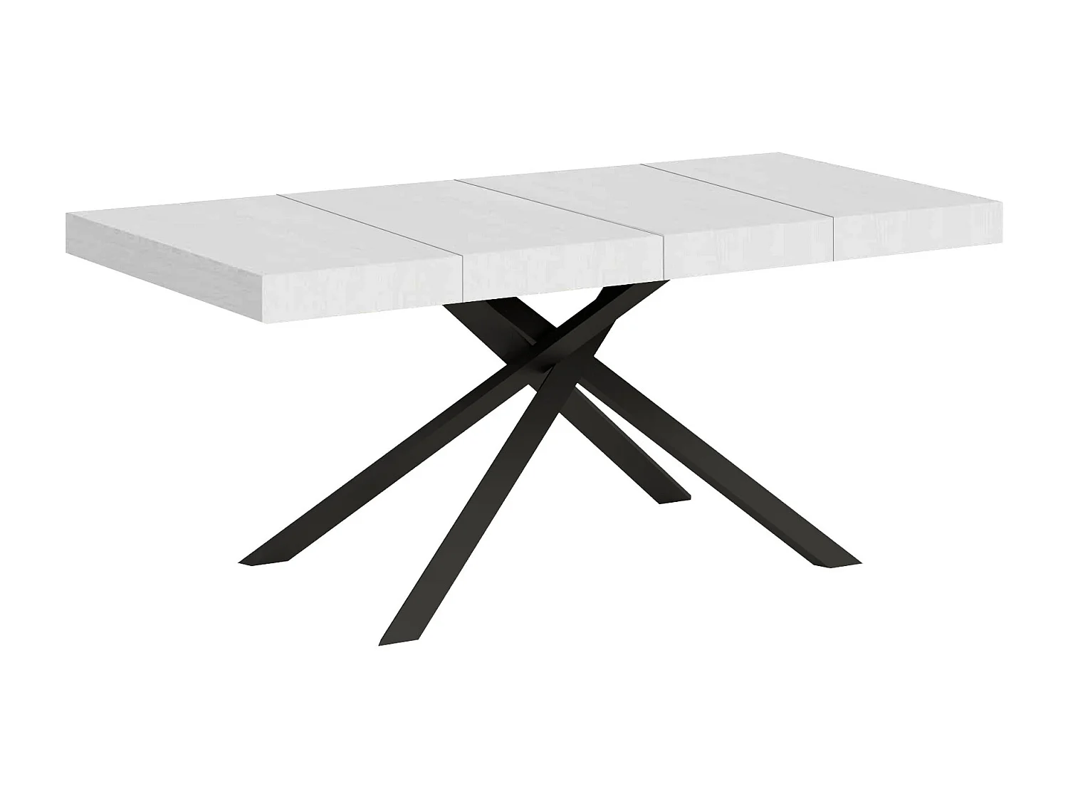 Mesa extensible 90x160/264 cm Karida Premium fresno blanco patas antracita