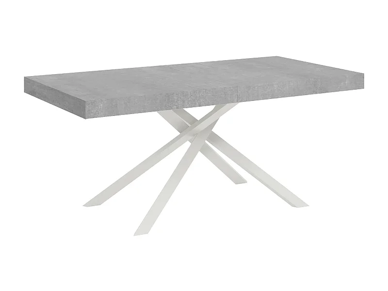 Mesa extensible 90x180/284 cm Karida cemento patas blanca
