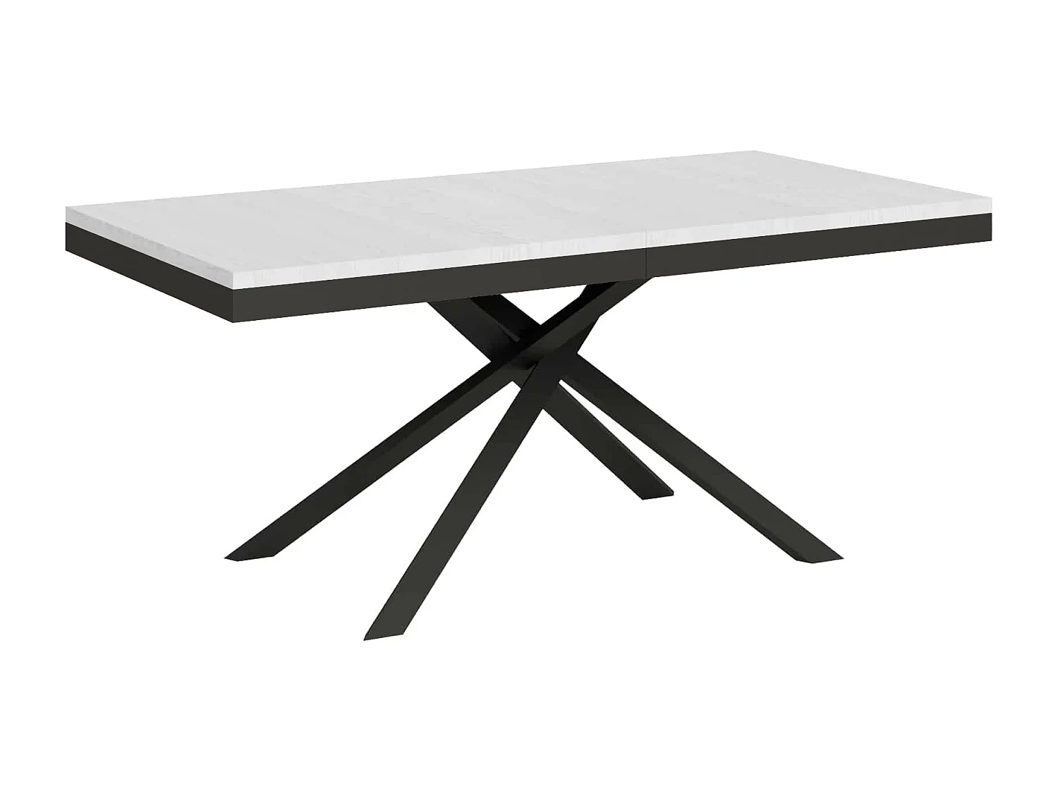 Table extensible 180/284x90 cm Karida Evolution frêne blanc cadre et pieds anthracite