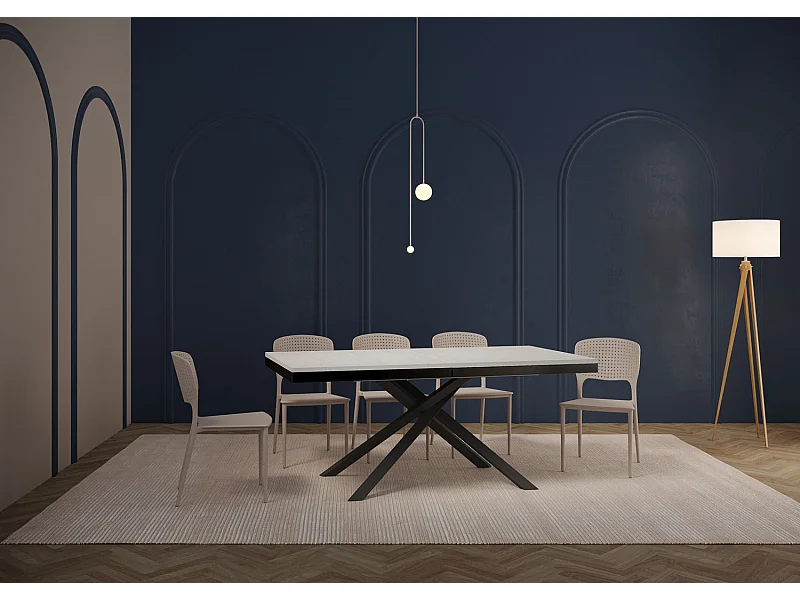 Table extensible 180/284x90 cm Karida Evolution frêne blanc cadre et pieds anthracite