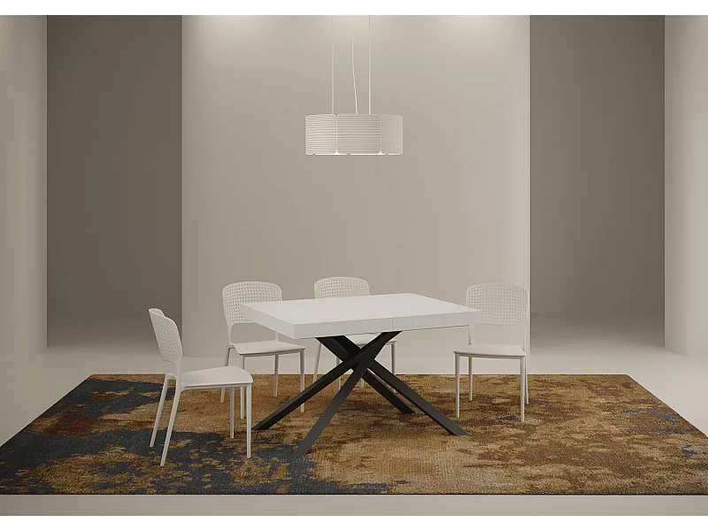 Uitschuifbare tafel 120/224x90 cm Karida Premium eiken wit met antraciete poten