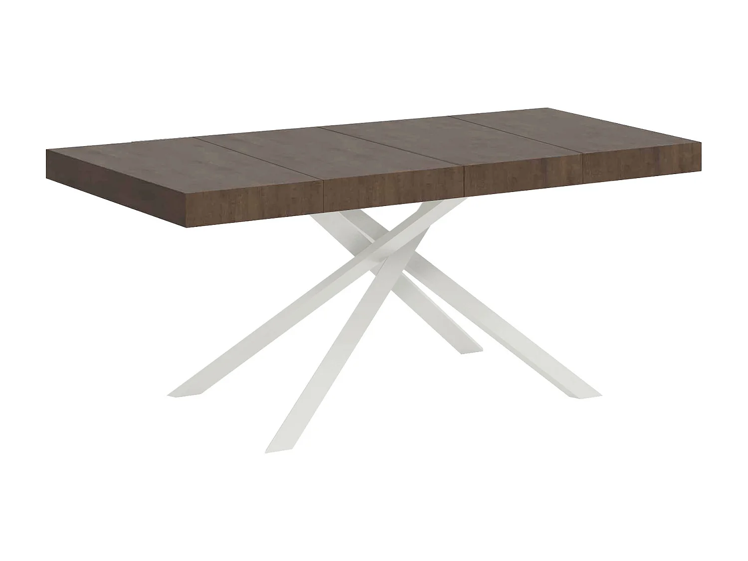Mesa extensible 140/244x90 cm Karida Premium nogal patas blancas