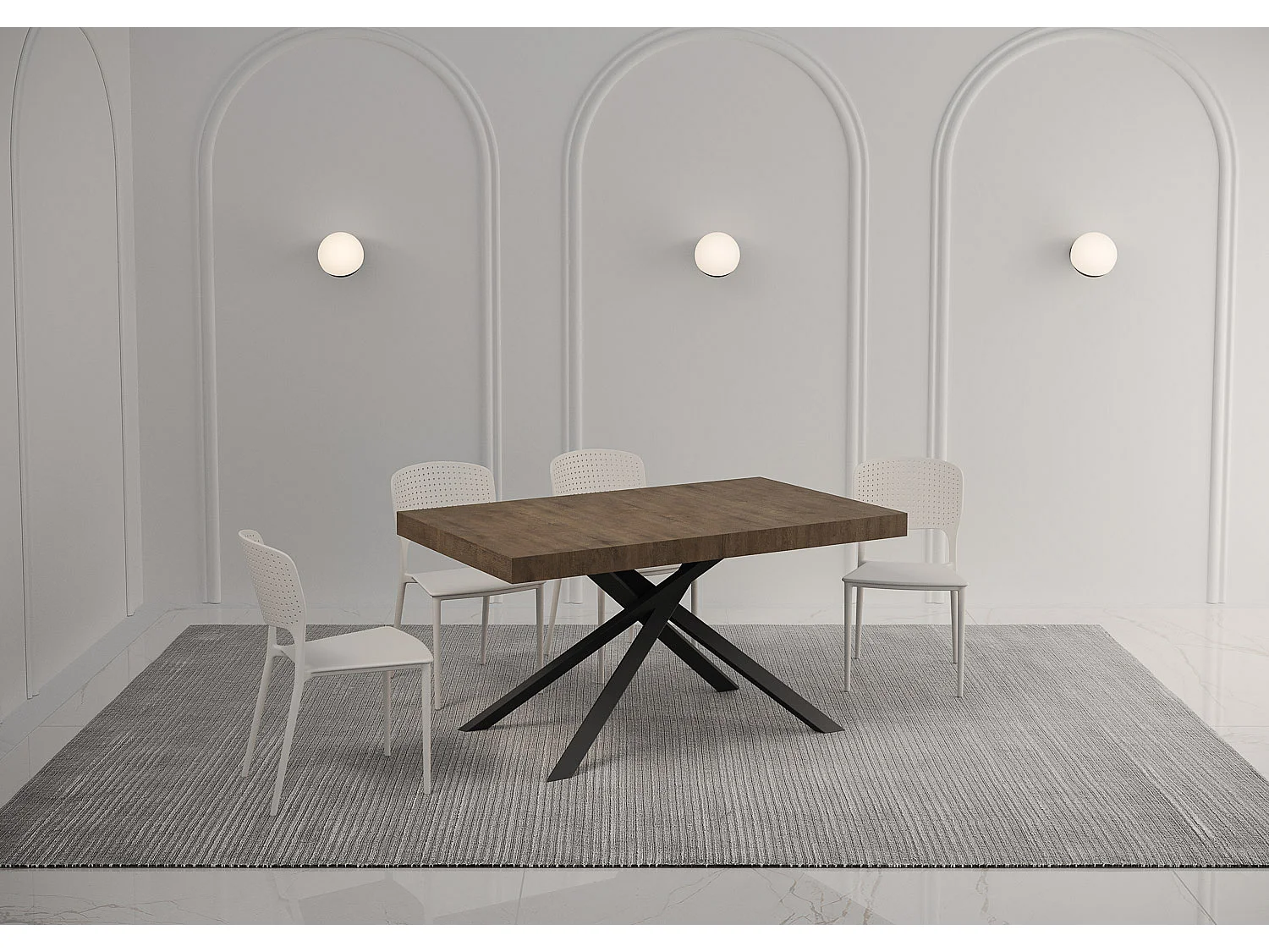 Uitschuifbare tafel 140/244x90 cm Karida Premium walnoot met antraciete poten
