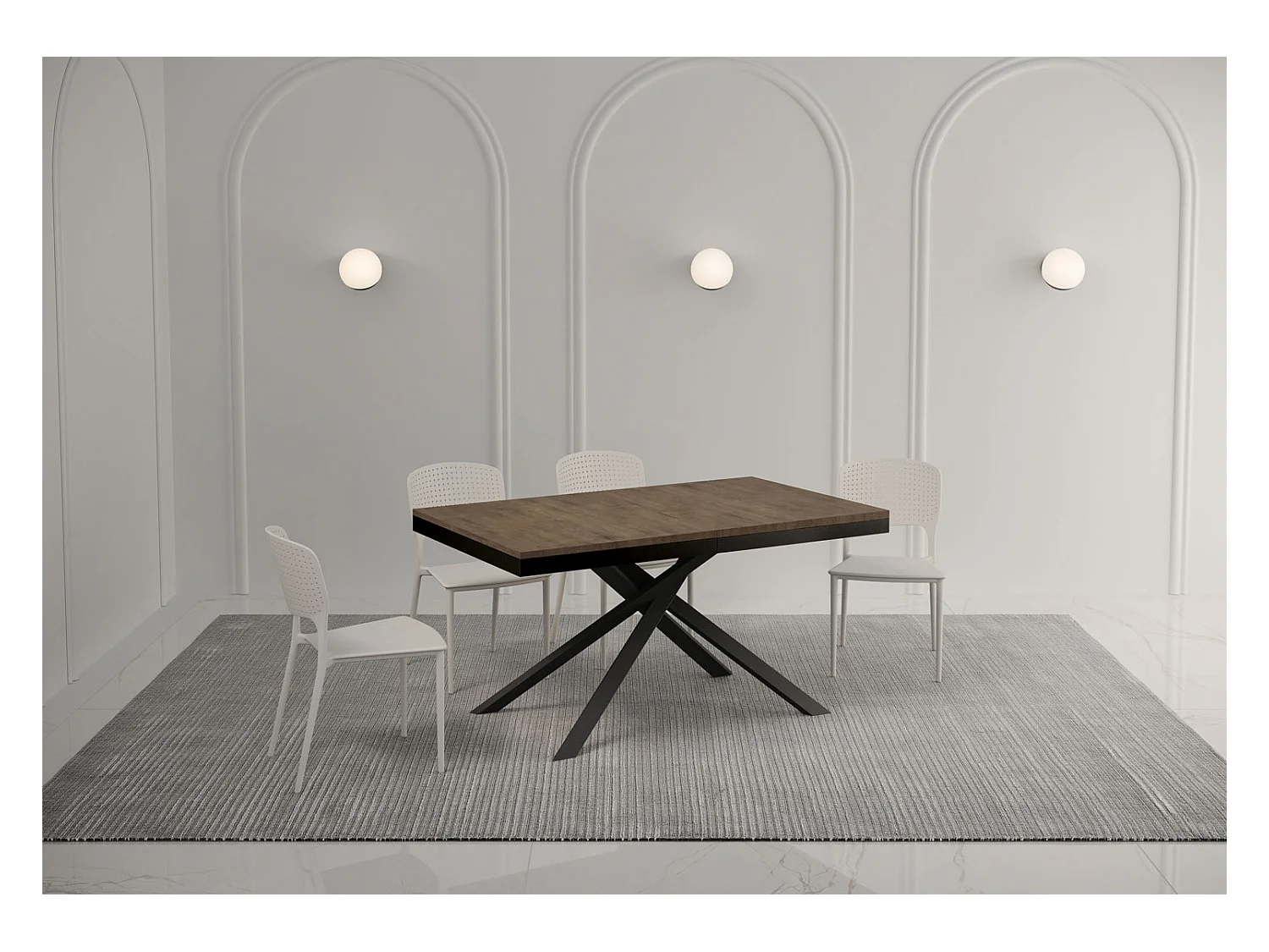Table extensible 90x160/420 cm Karida Evolution noyer cadre anthracite
