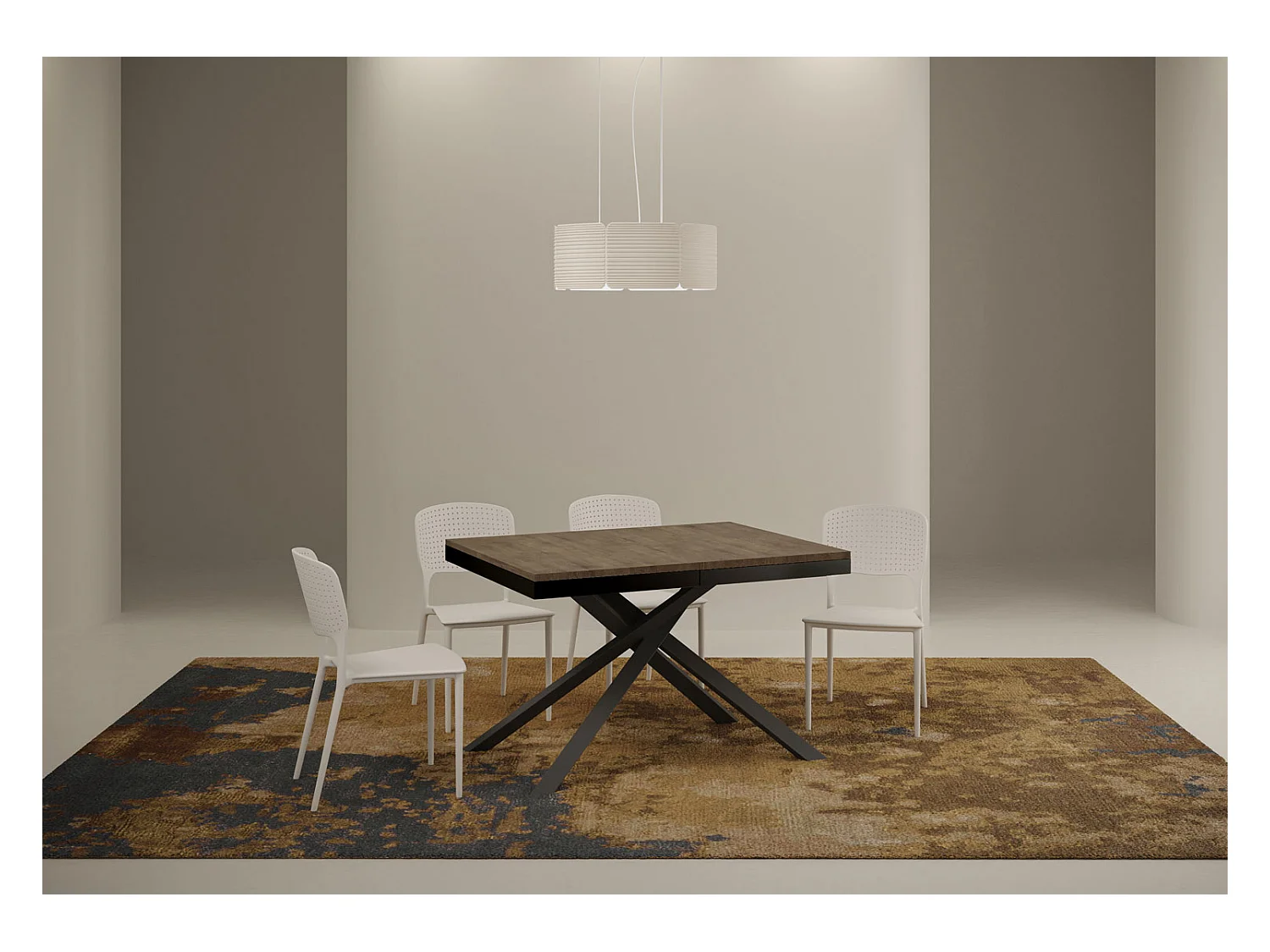 Table extensible 90x120/224 cm Karida Evolution noyer cadre anthracite