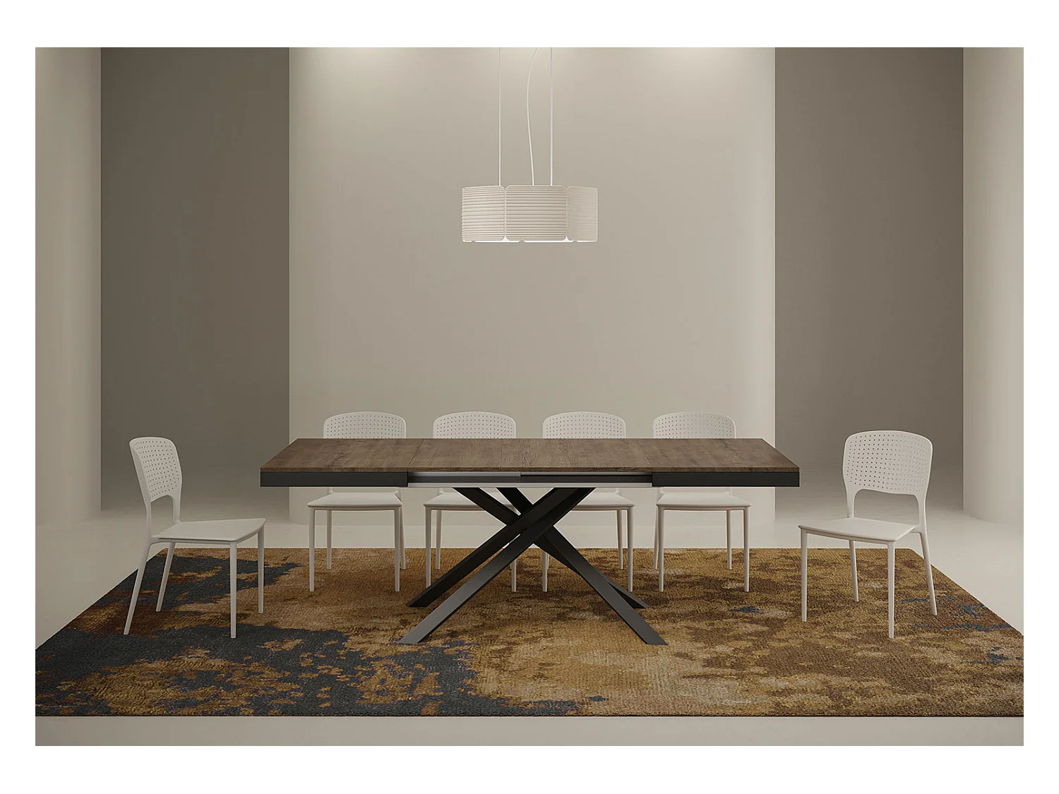 Table extensible 90x120/224 cm Karida Evolution noyer cadre anthracite