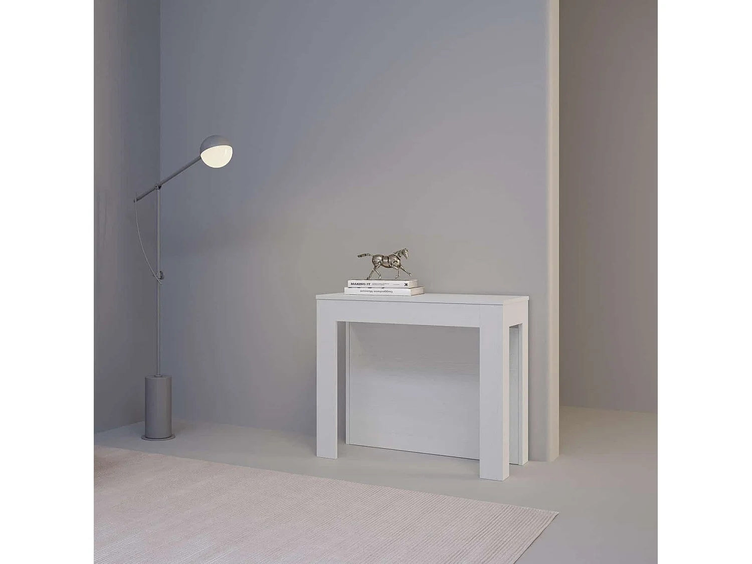 Console extensible 90x42/290cm Cayman frêne blanc